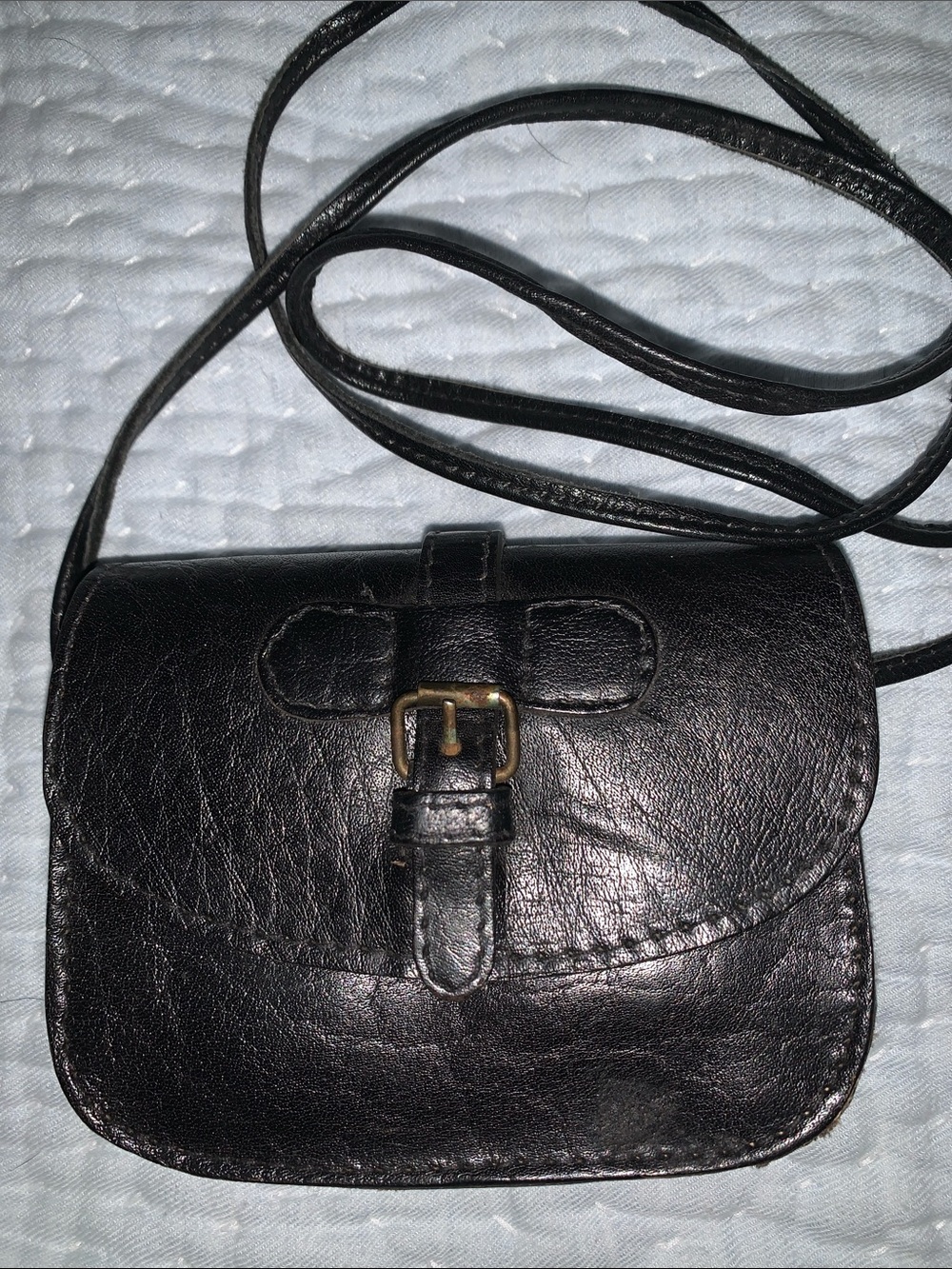 Small Black Leather Crossbody or Belt Bag.